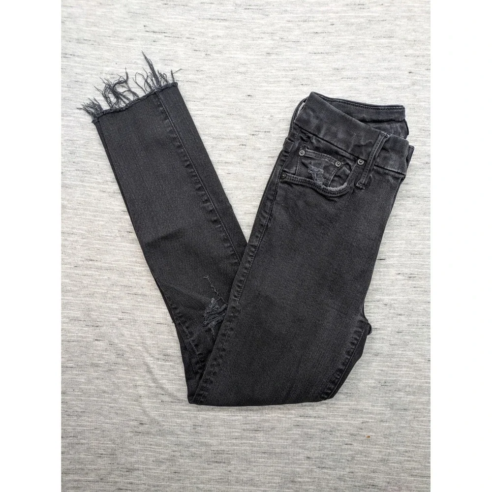 Mother Skinny Jeans Looker Ankle Fray Size 25 Distresed Guilty‎ as Sin Comfy Lux